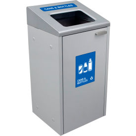 Busch Systems IKONA Recycling Can, 24 Gallon, Cans & Bottles, Gray/Blue Busch Systems IKONA Recycling Can, 24 Gallon, Cans & Bottles, Gray/Blue