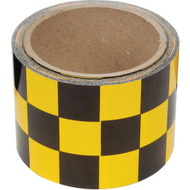 Top Tape And  Label Inc. LCB310 INCOM® Checkerboard Hazard Tape - Yellow/Black, 3"W x 54L, 1 Roll image.
