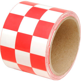 Top Tape And  Label Inc. LCB311 INCOM® Checkerboard Hazard Tape - Red/White, 3"W x 54L, 1 Roll image.