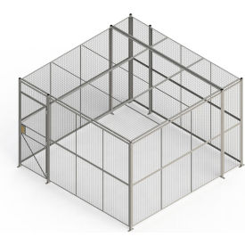 840 Style Woven Wire 4 Sided Cage w/3' Hinged Door & Ceiling 12' 6"" x 12' 6"" x 8' 5-1/4""H