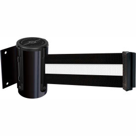 Lawrence Metal Prod. Inc 896-STD-33-STD-NO-S3X-C Tensabarrier® Wall Mount Retractable Belt Barrier, Black Case W/7-1/2 Black/White Belt image.