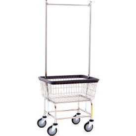 R&B WIRE PRODUCTS INC 100CDC58C R&B Wire Products® Chrome Narrow Laundry Cart w/ Double Pole Rack image.