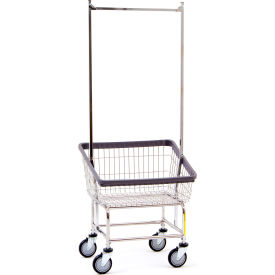 R&B WIRE PRODUCTS INC 100CTC58C R&B Wire Products® Front Load Wire Laundry Cart, Double Pole Rack, 2.25 Bushel, Chrome image.