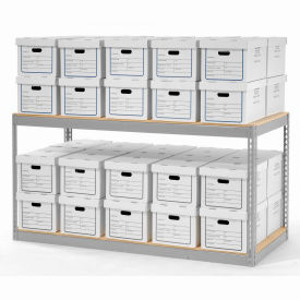 Global Industrial B2297943 Global Industrial™ Record Storage With Boxes 72"W x 30"D x 36"H - Gray image.