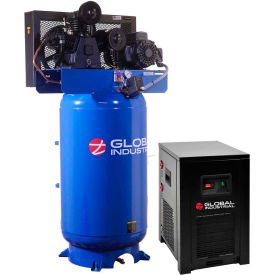 Global Industrial 133681 Global Industrial™ Two Stage Piston Air Compressor w/Dryer, 5 HP, 80 Gal., 1 Phase, 230V image.