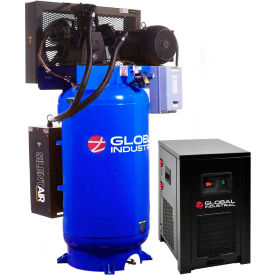 Global Industrial 133683 Global Industrial™ Silent Two Stage Piston Air Compressor w/Dryer, 7.5 HP, 80 Gal, 1 Phase,230V image.