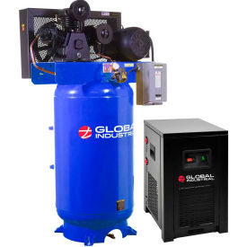 Global Industrial 133684 Global Industrial™ Two Stage Piston Air Compressor w/Dryer, 7.5 HP, 80 Gal., 1 Phase, 230V image.