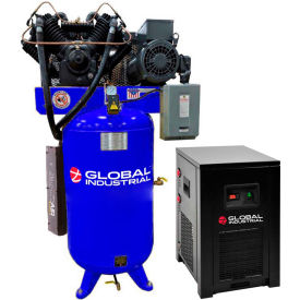 Global Industrial 133686 Global Industrial™ Silent Air Compressor w/Dryer, Two Stage Piston 10 HP, 80 Gal, 1 Phase, 230V image.
