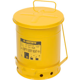 JUSTRITE SAFETY GROUP 9301 Justrite 10 Gallon Oily Waste Can, Yellow - 09301 image.