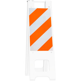 Plasticade Narrowcade Barricade Sign Stand 45""H With 2 Panel 2 Sheetings White