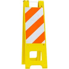 Plasticade Narrowcade Barricade Sign Stand 45""H With 2 Panel 2 Sheetings Yellow