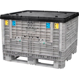 Monoflo Folding Bulk Shipping Container Lid - 48"L x 45"W Black view 2