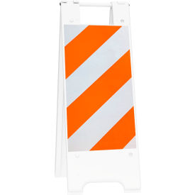 Plasticade Minicade Barricade Sign Stand 36""H With 2 Panel 2 Sheetings White