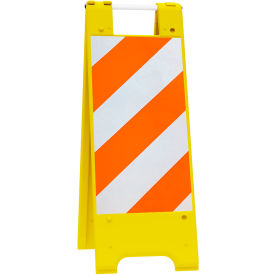 Plasticade Minicade Barricade Sign Stand 36""H With 2 Panel 2 Sheetings Yellow