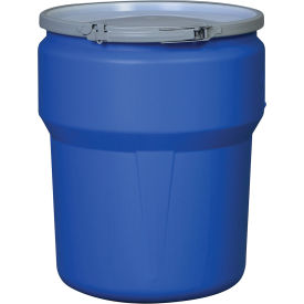 Eagle® Lab Pack Open Head Poly Drum Metal Lever Lock 10 Gallon Capacity Blue