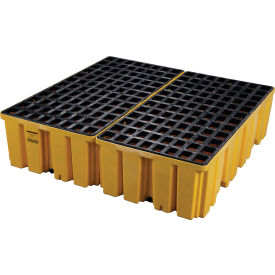 1640 4 Drum Spill Containment Pallet - Yellow with Drain view 2