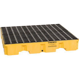 4-Drum, Low Profile Spill Containment Pallet With Drain, Yellow view 2