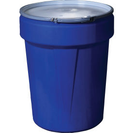 Eagle® Lab Pack Open Head Poly Drum Metal Lever Lock 40 Gallon Capacity Blue