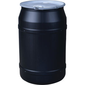 Eagle® Lab Pack Open Head Poly Drum Metal Lever Lock 55 Gallon Cap. 1 x 2" Bung Hole Black