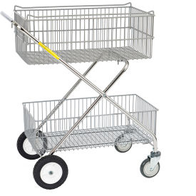 R&B Wire Products Double Basket Office Utility Cart