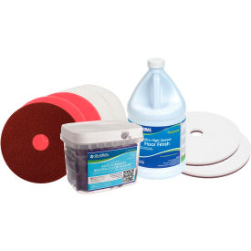 Global Industrial 17HWDFL Hardwood Floor Stripping, Polishing, and Cleaning Pad & Chemical Package - 17" image.