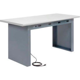 Global Industrial 778107 Global Industrial™ Panel Leg Workbench, 72 x 30", Power Outlets, Laminate Safety Edge image.