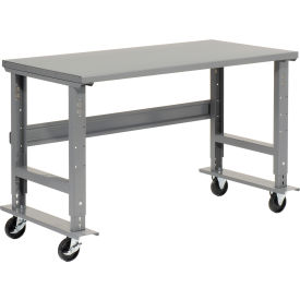 Global Industrial 183150A Global Industrial™ Mobile Workbench, 48 x 30", Adjustable Height, Steel Square Edge image.