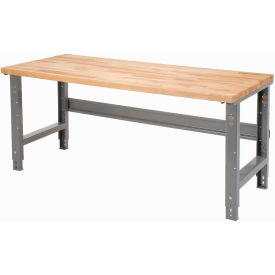 Global Industrial 183166 Global Industrial™ Adjustable Height Workbench, 60 x 30", Maple Butcher Block Square Edge, Gray image.