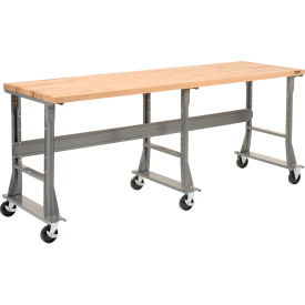 Global Industrial™ Extra Long Mobile Workbench 96 x 36"" Flared Leg Maple Square Edge