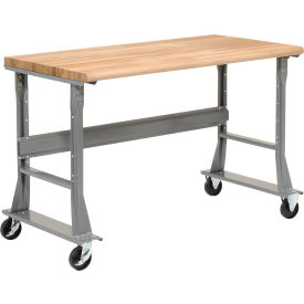 Global Industrial 183979A Global Industrial™ Mobile Workbench, 72 x 30", Flared Leg, Maple Butcher Block Safety Edge image.