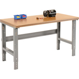 Global Industrial™ Adjustable Height Workbench 60 x 30"" Shop Top Safety Edge Gray