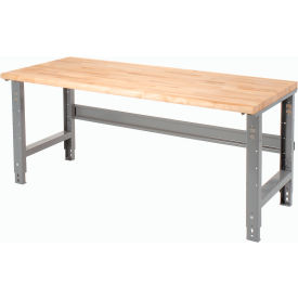 Global Industrial™ Adjustable Height Workbench 60 x 30"" Maple Butcher Block Safety Edge Gray