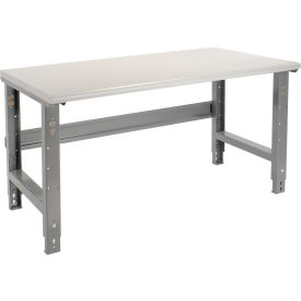 Global Industrial 183990 Global Industrial™ Adjustable Height Workbench, 60 x 30", Laminate Safety Edge, Gray image.