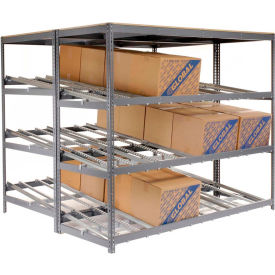 Global Industrial 235392 Global Industrial™ Carton Flow Shelving Double Depth 4 LEVEL 96"W x 72"D x 84"H image.
