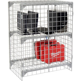 Global Industrial&#153; 1-Tier 2 Door Wire Mesh Security Locker 36""Wx24""Dx36""H Gray Unassembled