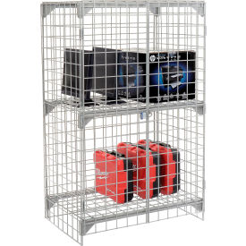 Global Industrial&#153; 1-Tier 2 Door Wire Mesh Security Locker 36""Wx24""Dx60""H Gray Unassembled