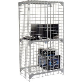 Global Industrial&#153; 1-Tier 2 Door Wire Mesh Security Locker 36""Wx24""Dx72""H Gray Unassembled