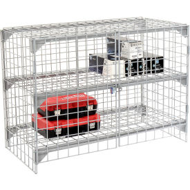 Global Industrial&#153; 1-Tier 2 Door Wire Mesh Security Locker 48""Wx24""Dx36""H Gray Unassembled