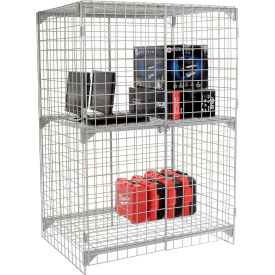 Global Industrial&#153; 1-Tier 2 Door Wire Mesh Security Locker 48""Wx24""Dx72""H Gray Unassembled