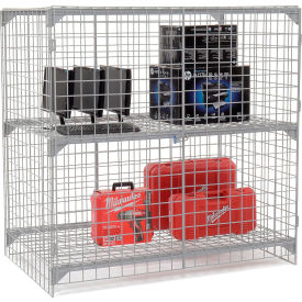 Global Industrial&#153; 1-Tier 2 Door Wire Mesh Security Locker 60""Wx24""Dx60""H Gray Unassembled