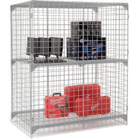 Global Industrial&#153; 1-Tier 2 Door Wire Mesh Security Locker 60""Wx24""Dx72""H Gray Unassembled