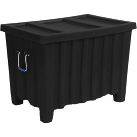Forkliftable Plastic Bulk Shipping Container w/ Lid 41"L x 28"W x 26-1/2"H 500 lb Capacity Black 