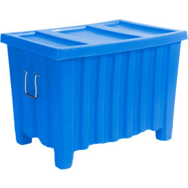 Forkliftable Plastic Bulk Shipping Container w/ Lid 41"L x 28"W x 26-1/2"H 500 lb. Capacity Blue 