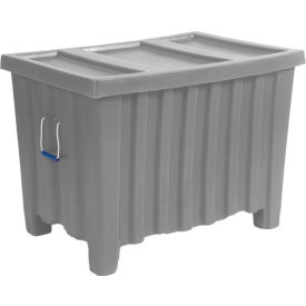 Forkliftable Plastic Bulk Shipping Container w/ Lid 41"L x 28"W x 26-1/2"H 500 lb. Capacity Gray 