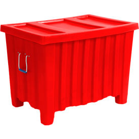 Forkliftable Plastic Bulk Shipping Container w/ Lid 41"L x 28"W x 26-1/2"H 500 lb. Capacity Red 