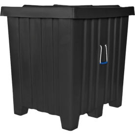 Forkliftable Plastic Bulk Shipping Container w/ Lid 42"L x 34"W x 42"H 800 lb Capacity Black 