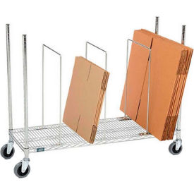 Single Level Carton Stand w/ 3 Dividers & Casters, 48"L x 18"W x 38-1/2"H, Chrome view 2