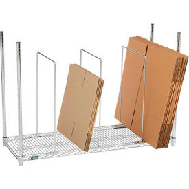 Global Industrial 184204 Global Industrial™ Single Level Carton Stand w/ 3 Dividers, 48"L x 18"W x 38-1/2"H, Chrome image.