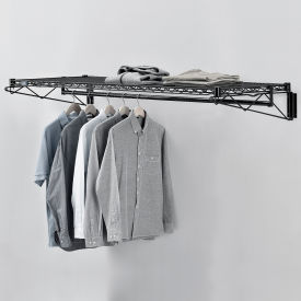 Global Industrial 184446B Black Coat Rack with Bars - Wall Mount - 60"W x 24"D x 6"H image.