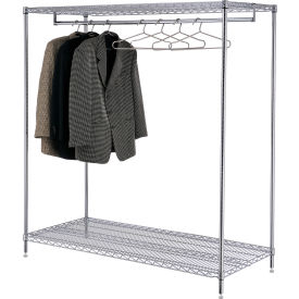 Global Industrial 184449 Free Standing Clothes Rack - 2 Shelf - 60"W x 24"D x 63"H - Chrome image.